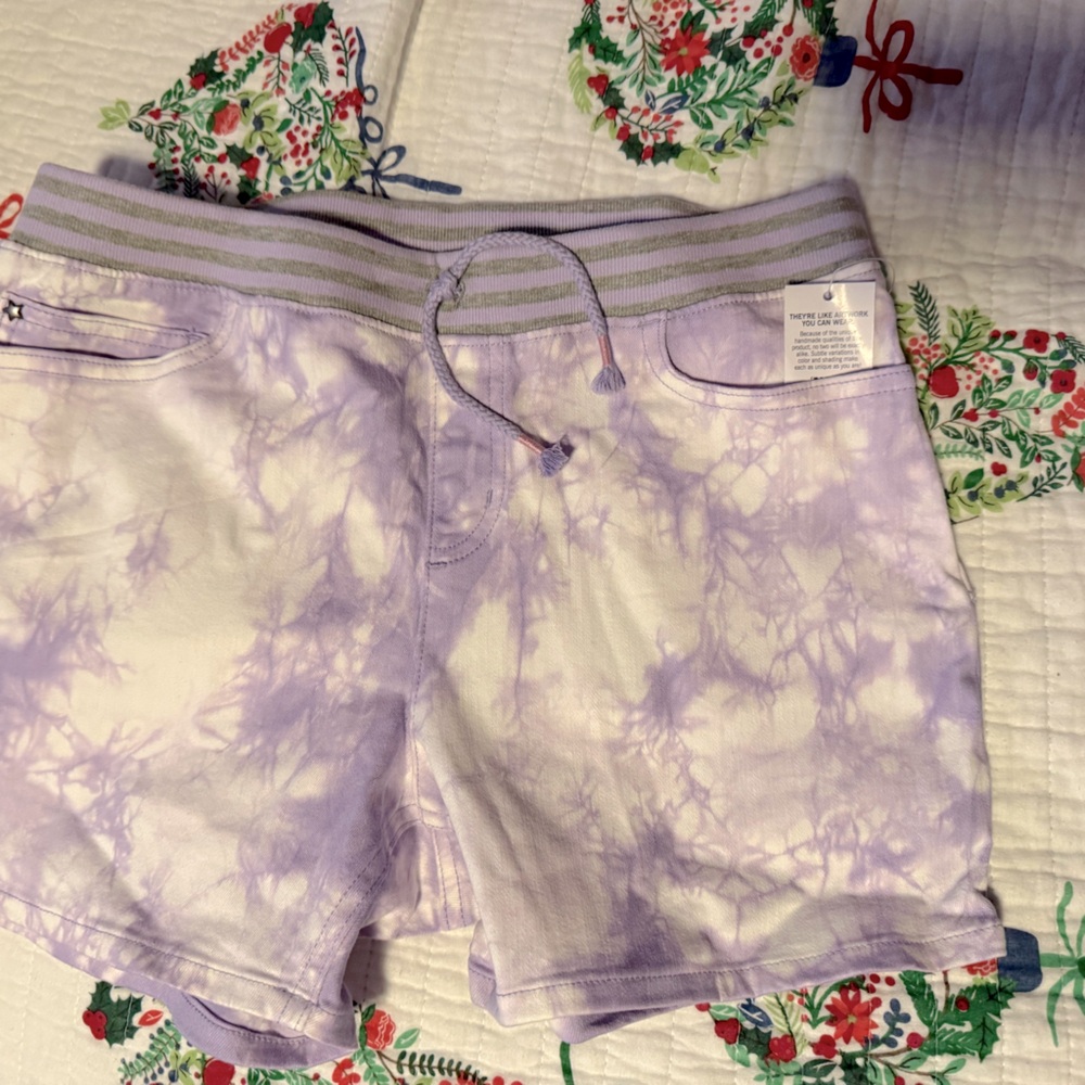 New Land’s End shorts, purple and white tie dye size XL (14-16)